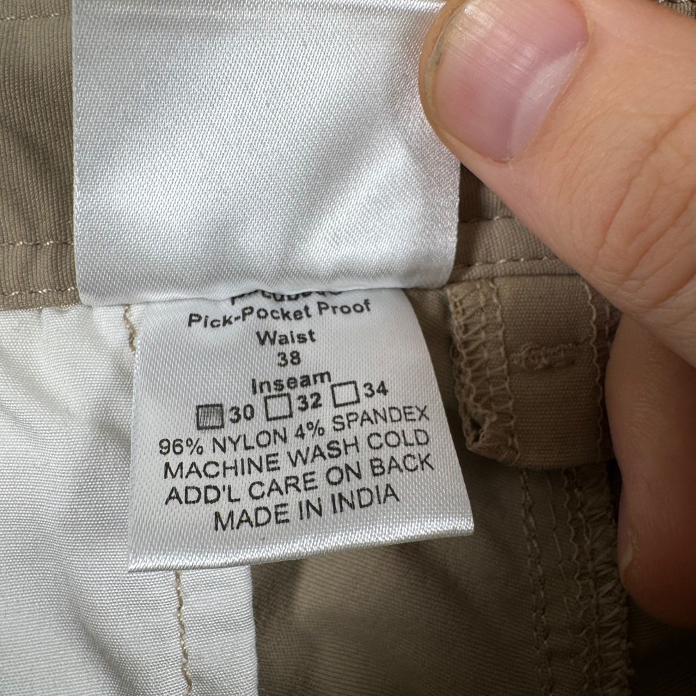 Clothingarts Mens 38x30 Khaki Pick Pocket Proof Performance Pants Nylon View 4